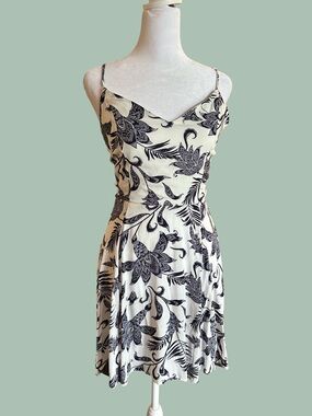 Charlotte Russe Blue & Cream Floral Slip Mini Dress
